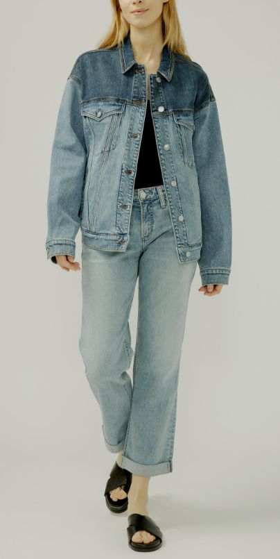 Veste western jeans bicolore - LJ4317ADM209 - Silver Jeans Veste western jeans bicolore - LJ4317ADM209 - Silver Jeans
