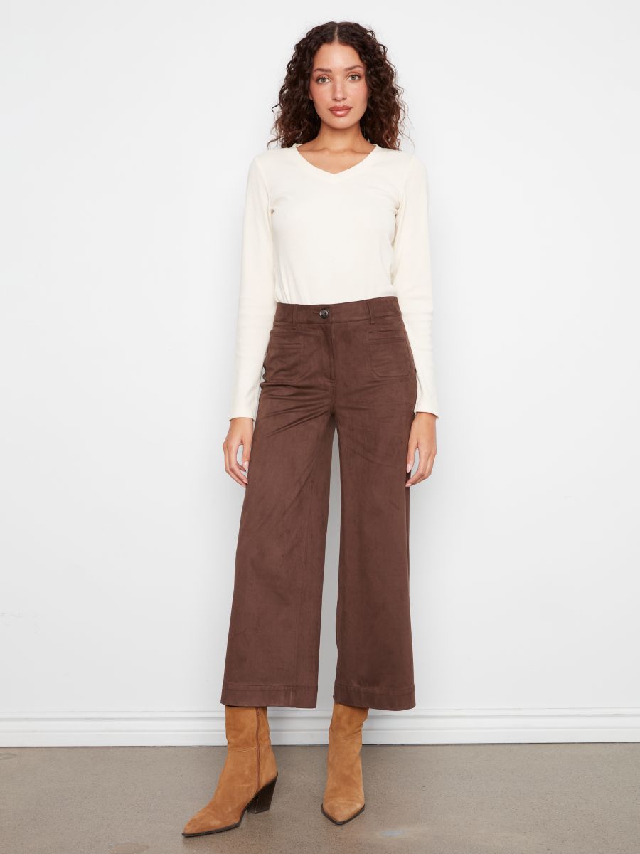 Pantalon suèdine jambe large - 5848-750C - Charlie B Pantalon suèdine jambe large - 5848-750C - Charlie B