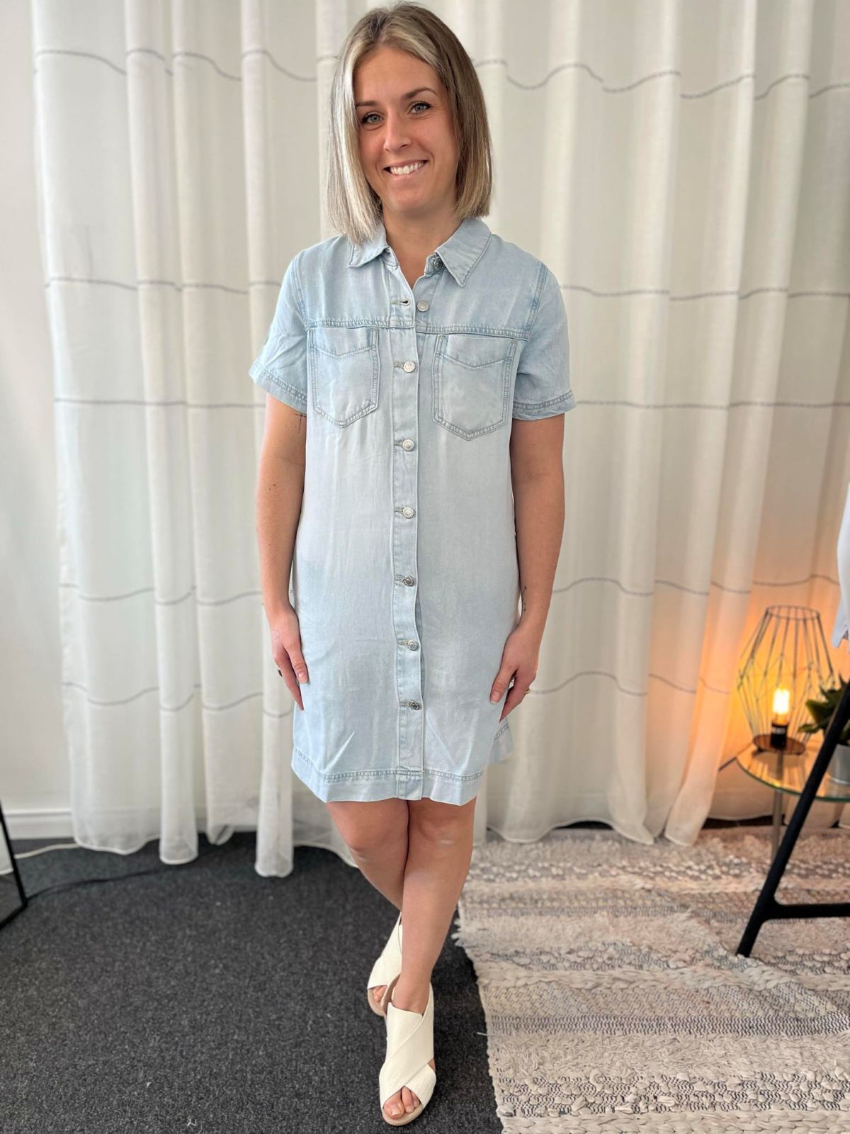 Robe jeans manches courtes - 6143O/1116 - Tribal Robe jeans manches courtes - 6143O/1116 - Tribal