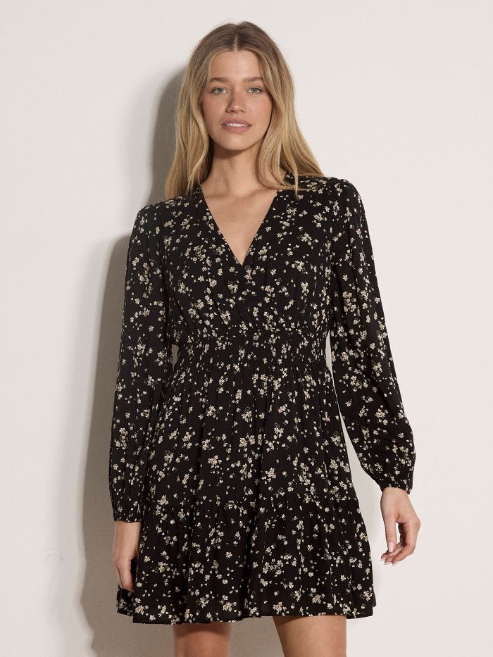 Robe cache-coeur à volant - X229291 - Apricot Robe cache-coeur à volant - X229291 - Apricot