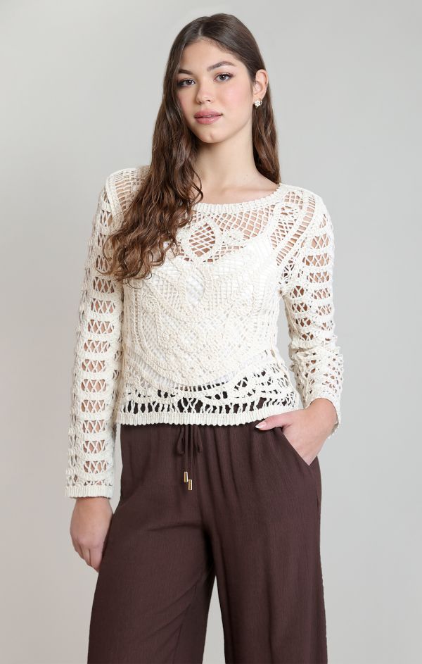 Chandail crocheté bouttons au dos - 2827020 D - Dex Chandail crocheté bouttons au dos - 2827020 D - Dex