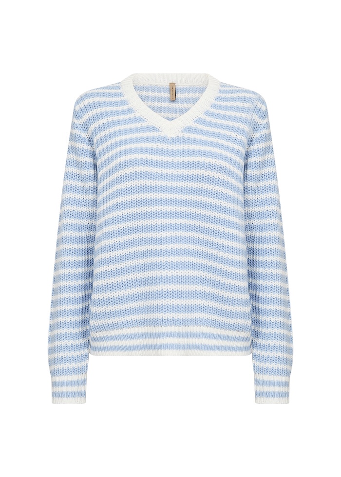 Tricot col en V rayures - 33793 - Soya Concept Tricot col en V rayures - 33793 - Soya Concept