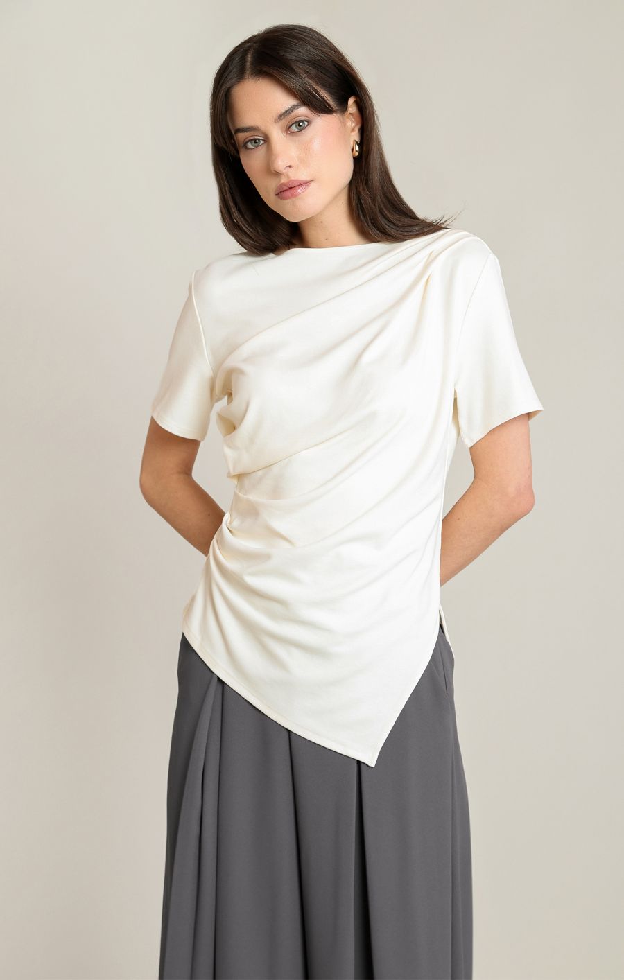 T-shirt chic asymétrique drapé - 2824004 T - Black Tape T-shirt chic asymétrique drapé - 2824004 T - Black Tape