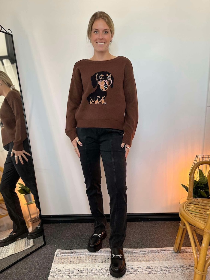 Chandail tricot imprimé devant - MCSPAW06870 - Mandarine & Co Chandail tricot imprimé devant - MCSPAW06870 - Mandarine & Co