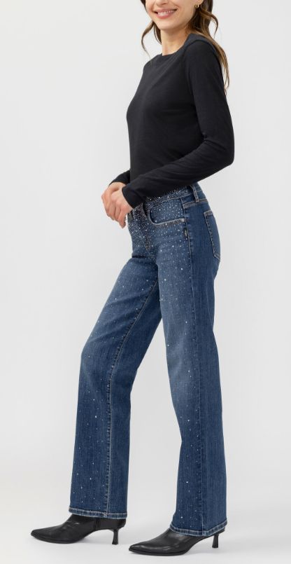 Jeans suki coupe droite décontractée brillants Jeans suki coupe droite décontractée brillants