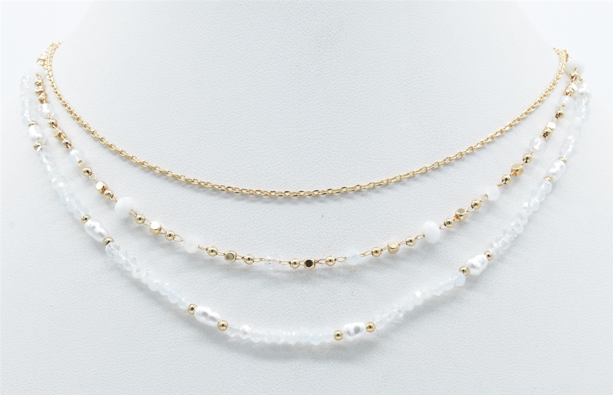 Triple chaine crystale et perles