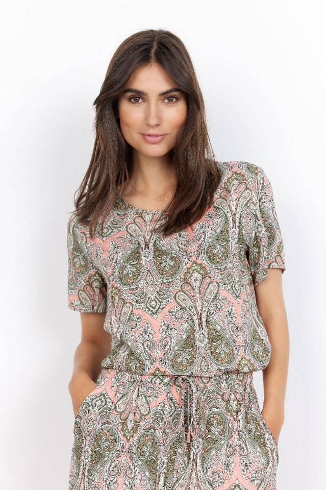 T-SHIRT LOOK BLOUSE PAISLEY COL ROND - 40050 - Soya Concept