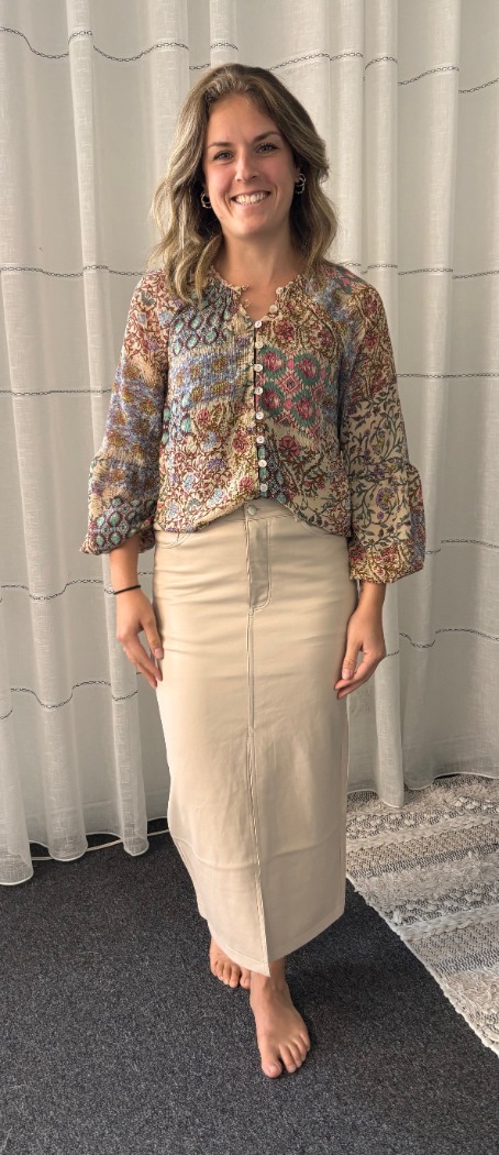 Blouse motif manches longues