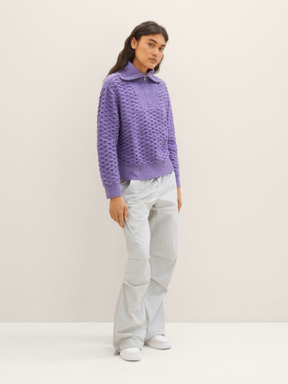 Chandail tricot col zip