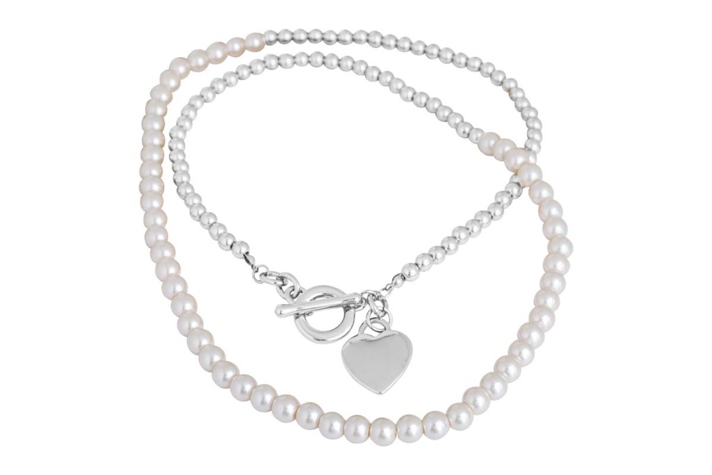 Collier long perle coeur