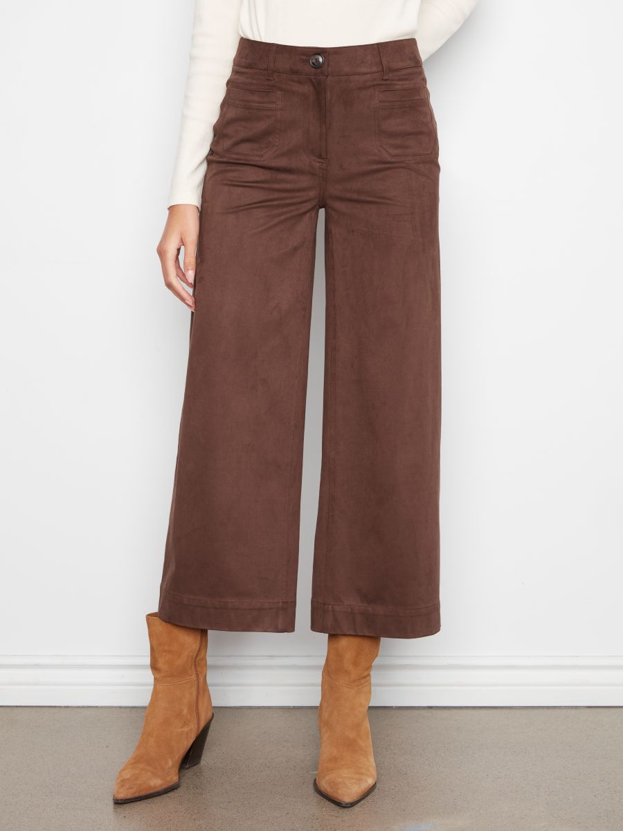 Pantalon suèdine jambe large