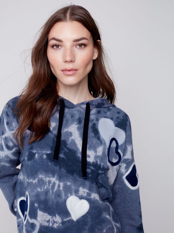 CHANDAIL CAPUCHON COEURS TRICOT LÉGER