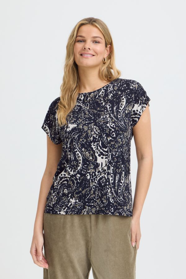 T-shirt col rond motif - 20617743 - Fransa