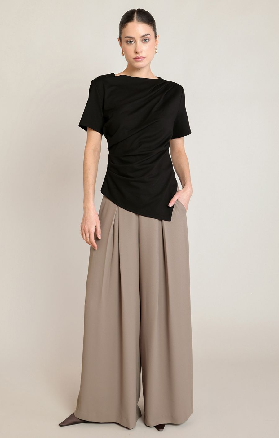 T-shirt chic asymétrique drapé - 2824004 T - Black Tape