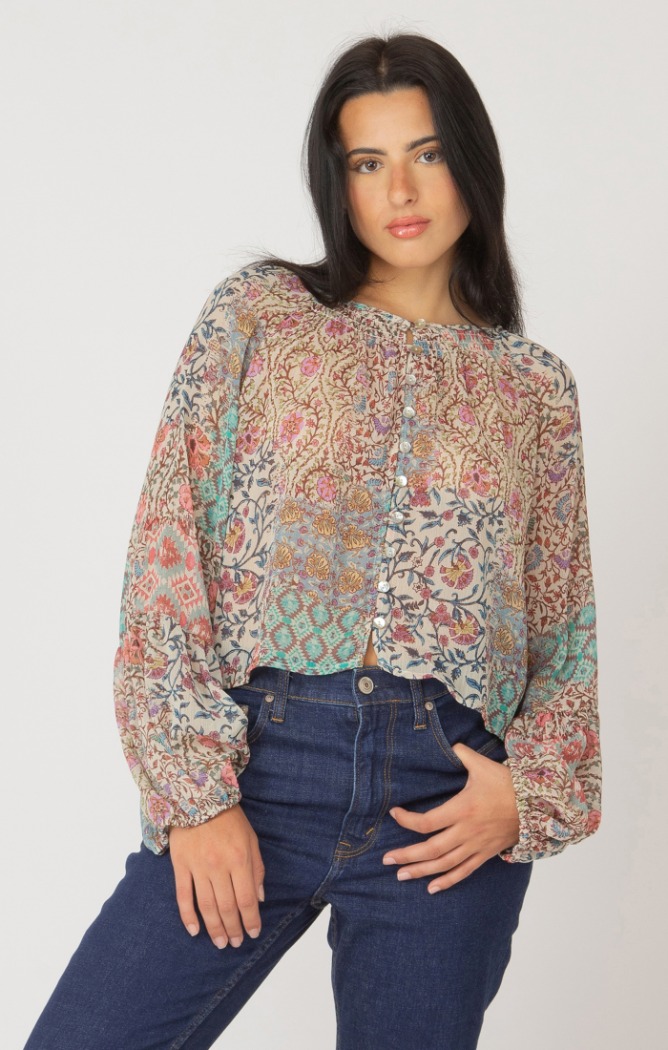 Blouse motif manches longues