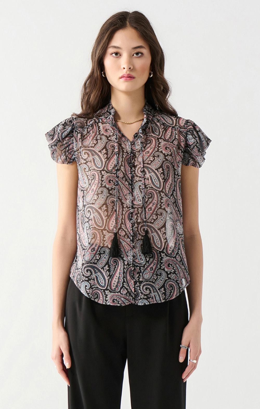 Blouse paisley frill épaules