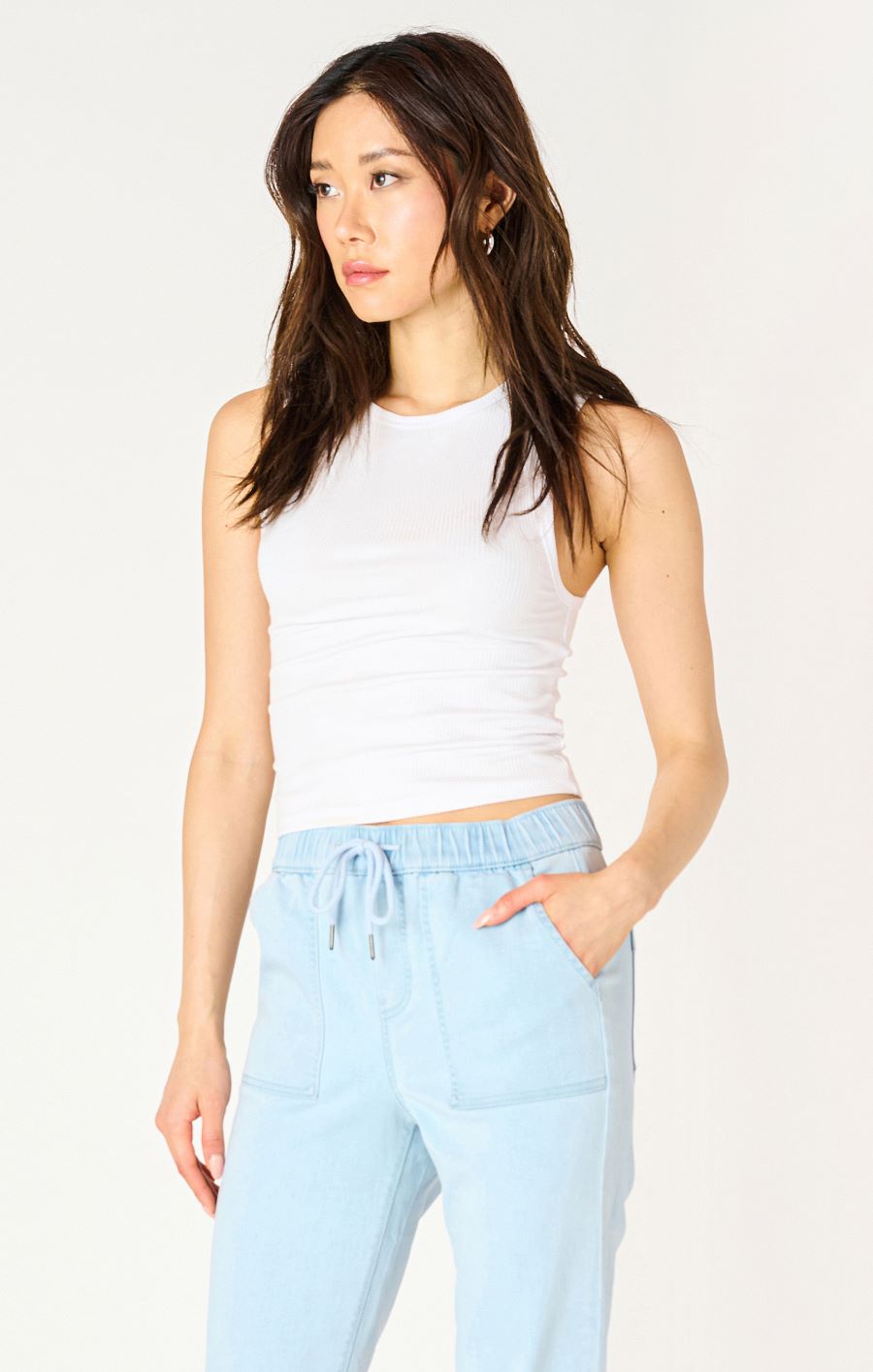 Camisole côtelé unie col rond