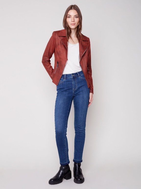 VESTON CHIC GROS ZIP SIMILI CUIR