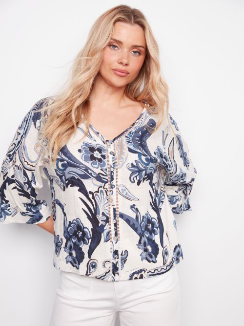 Blouse manches 3/4 imprimé - C4650/787A - Charlie B