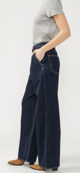 Jeans taille haute à jambes plissées