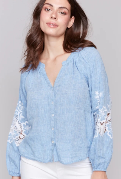 Blouse broderie encolure en V - C4600/240C - Charlie B