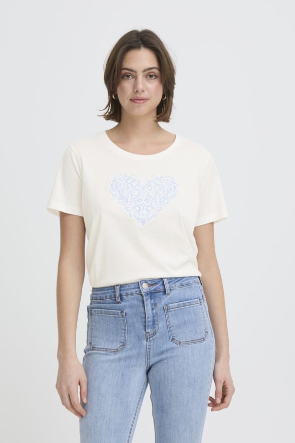 T-shirt col rond coeur - 20617603 - Fransa