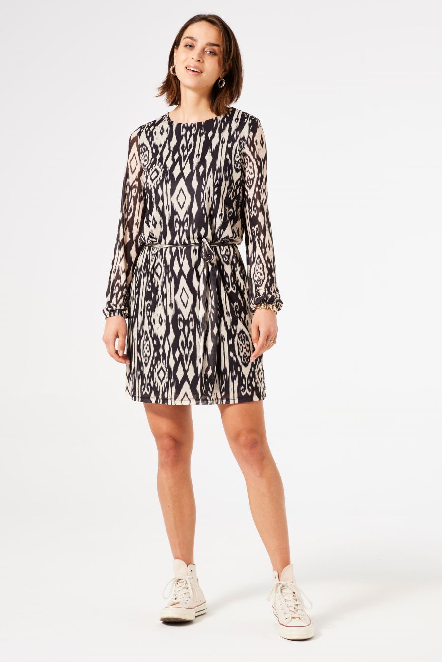 Robe motif attache taille - T40282 - Garcia