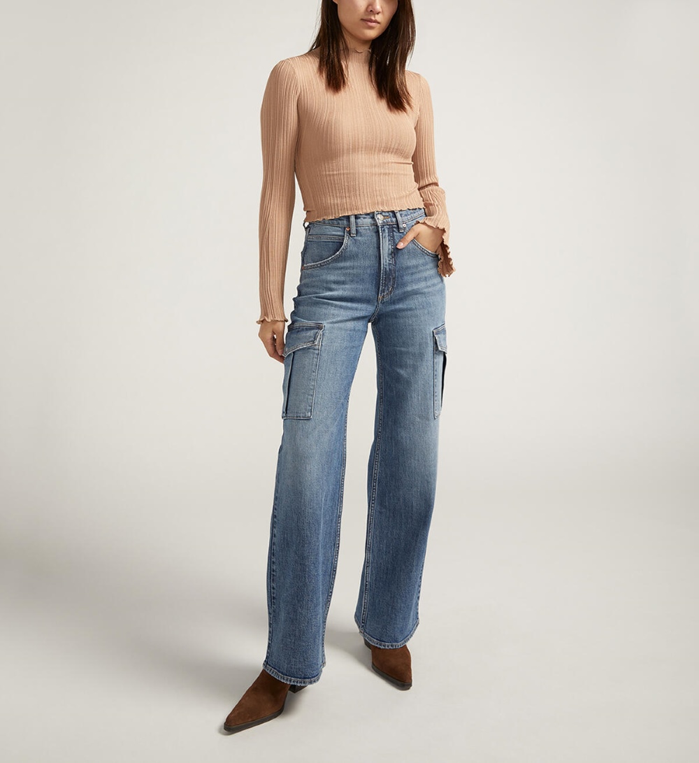 Jeans cargo jambe large - L27945ACS365 - Silver Jeans