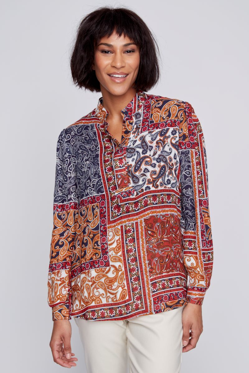 Blouse paisley encolure en V