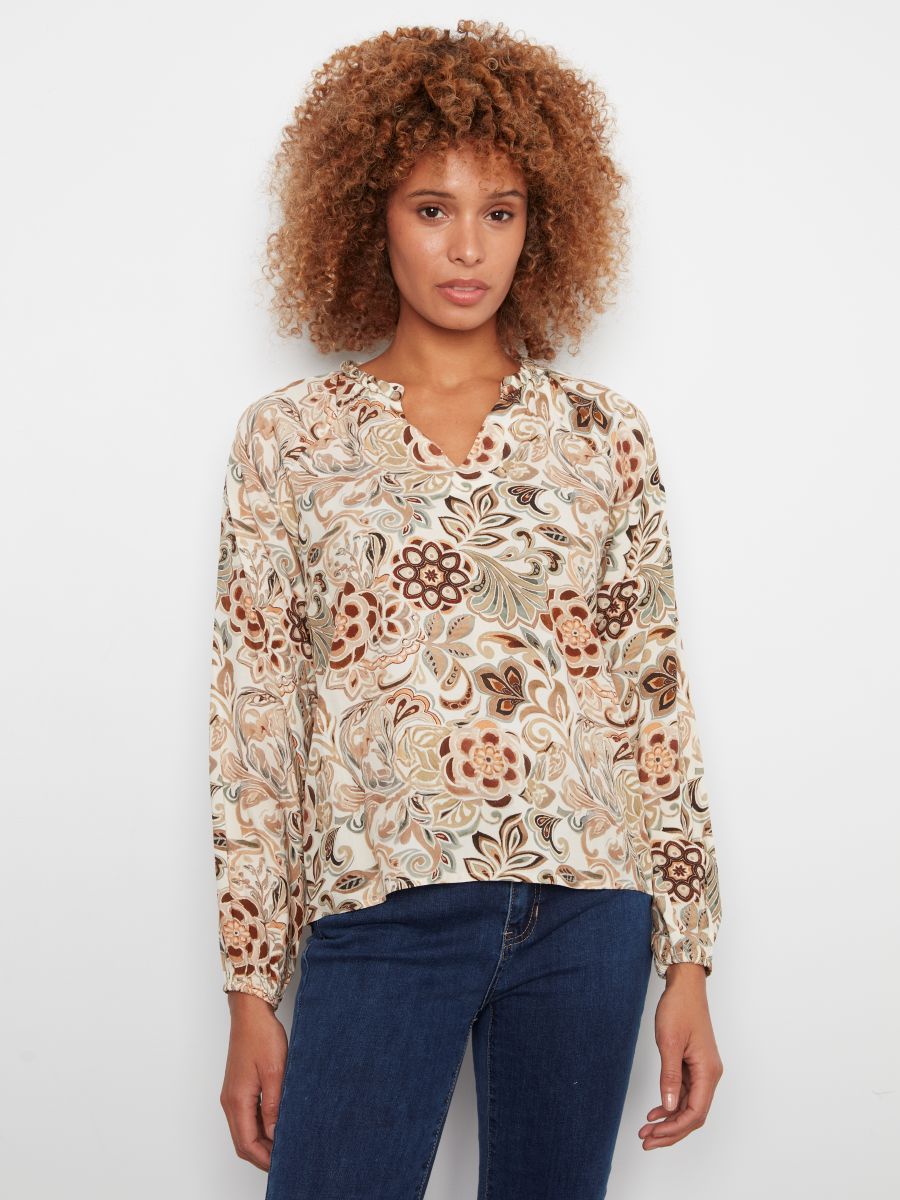 Blouse fleurie col v - 4570PR-634A - Charlie B