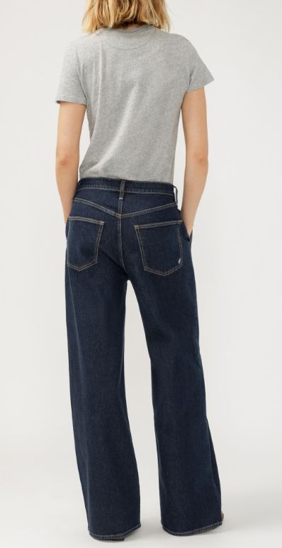Jeans taille haute à jambes plissées