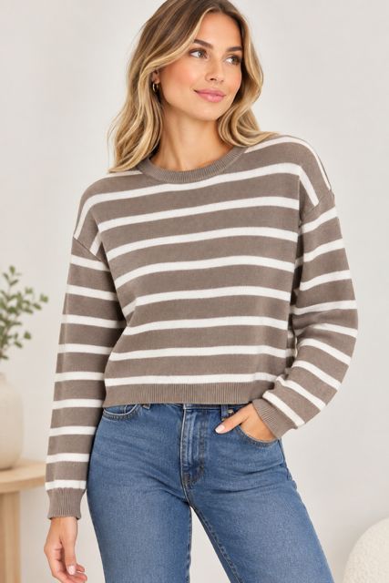 Chandail tricot rayé - MCSPAW07139 - Mandarine & Co