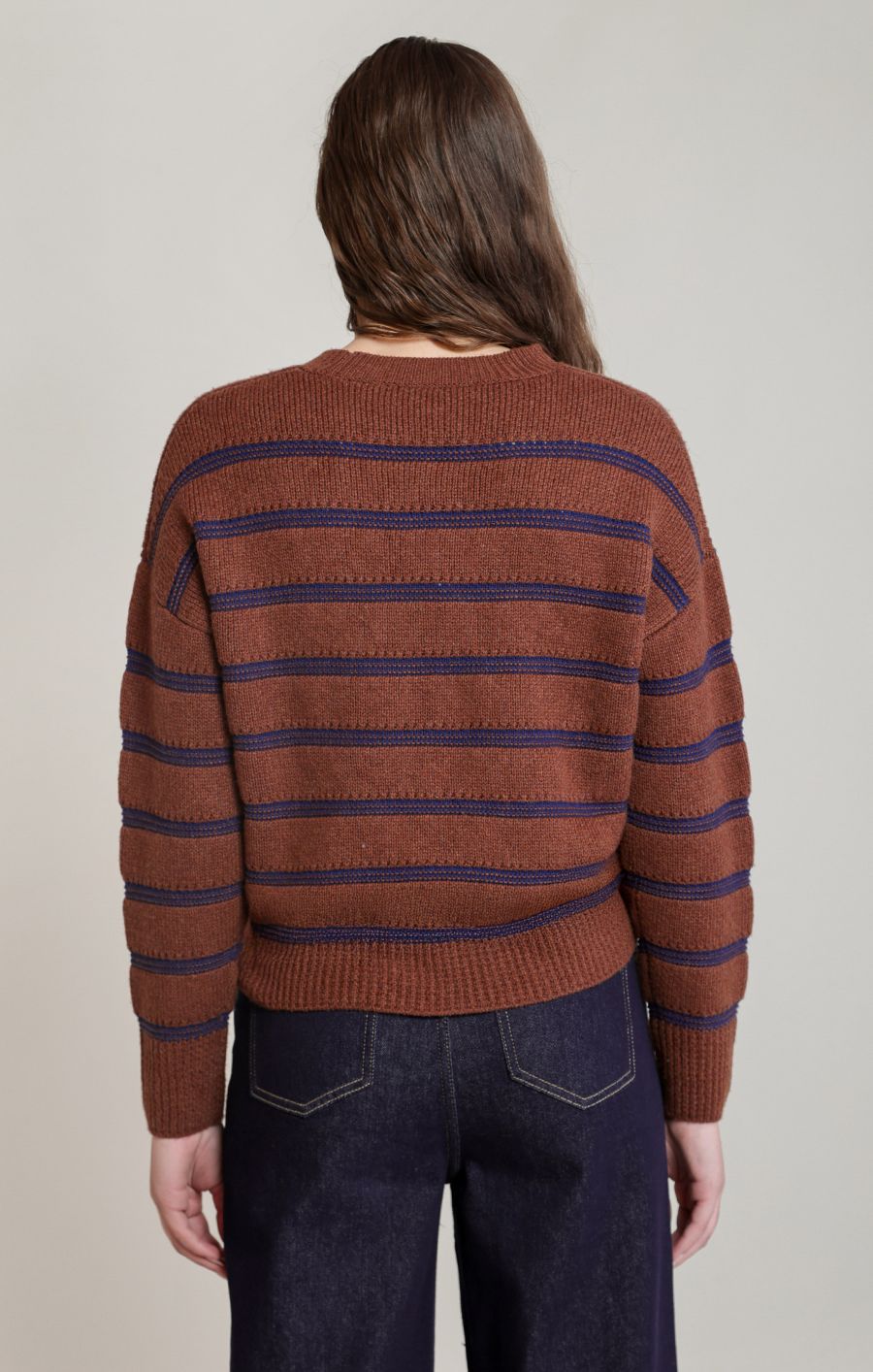 Tricot col rond rayé