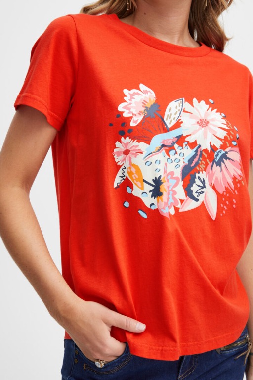 T-SHIRT MOTIF DEVANT COL ROND