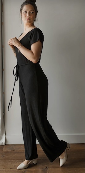 Jumpsuit côtelé v neck
