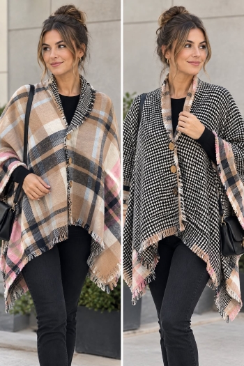 Poncho châle réversible bouton - cp219 - D&W Canasia Trading Inc