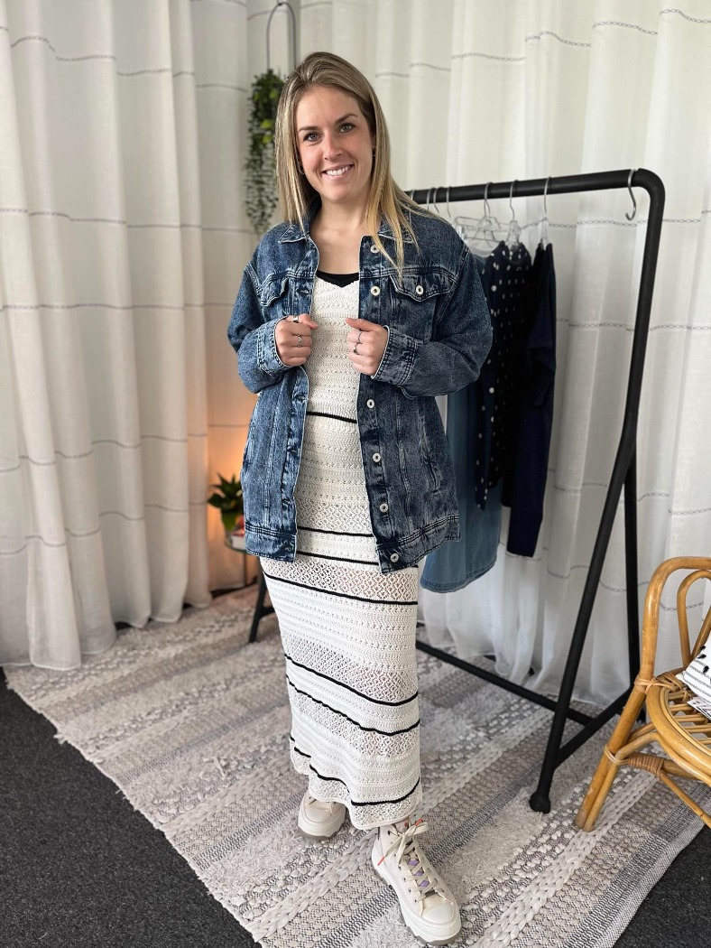 Veste jeans longue oversize