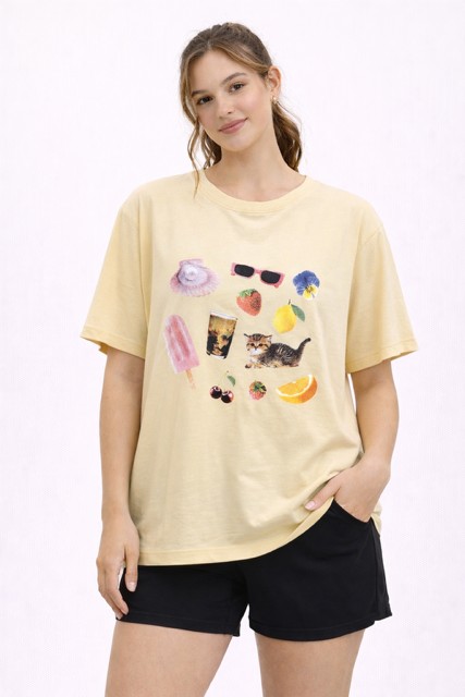 T-shirt boxy col rond - MCSPAW06429 - Mandarine & Co