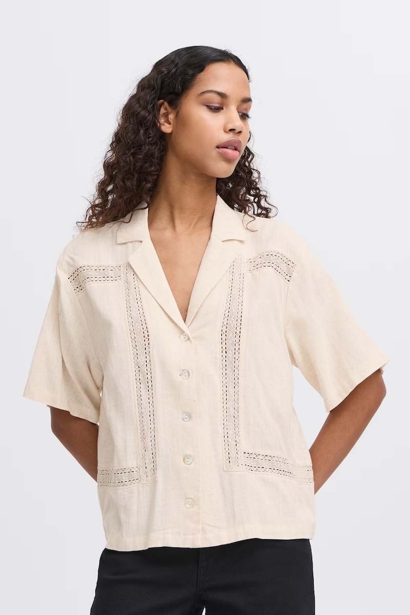Blouse manche courte lin - 20122707 - Ichi