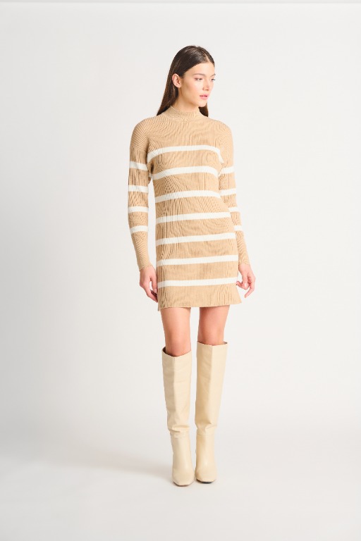 Robe manche longue col montant