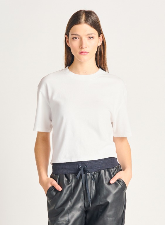 T-shirt boxy col rond uni