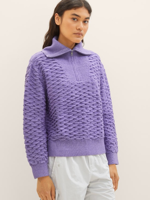 Chandail tricot col zip