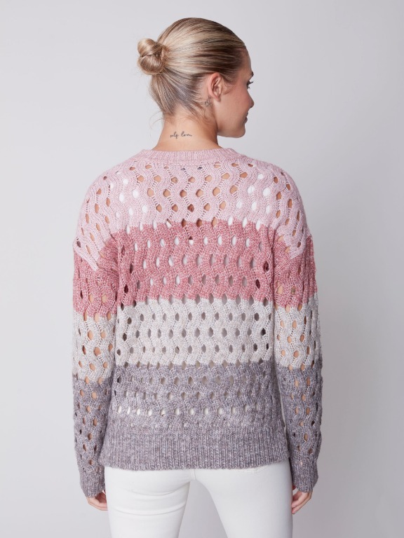 CHANDAIL TRICOT COLOR BLOCK MACRAMÉ