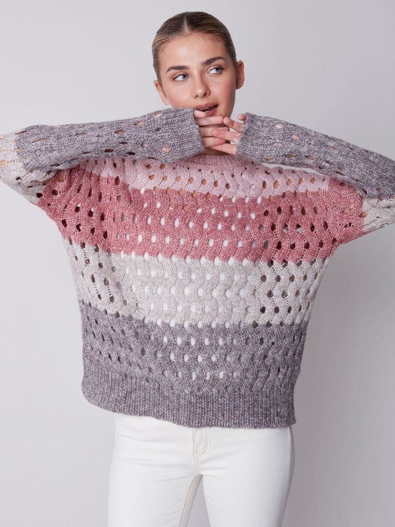 CHANDAIL TRICOT COLOR BLOCK MACRAMÉ