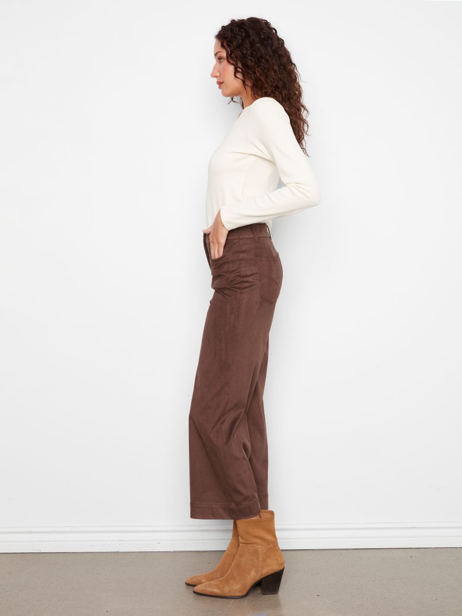 Pantalon suèdine jambe large