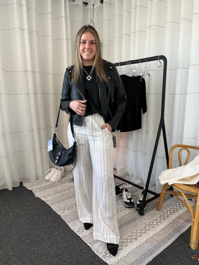 Pantalon style lin jambes larges