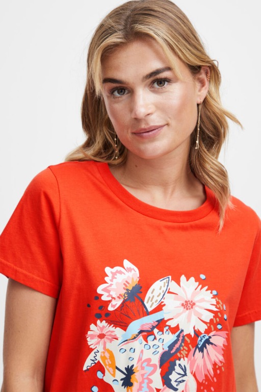 T-SHIRT MOTIF DEVANT COL ROND