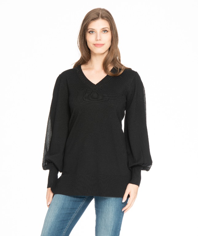 CHANDAIL V NECK MCH BALLON VOILE BRILLAN