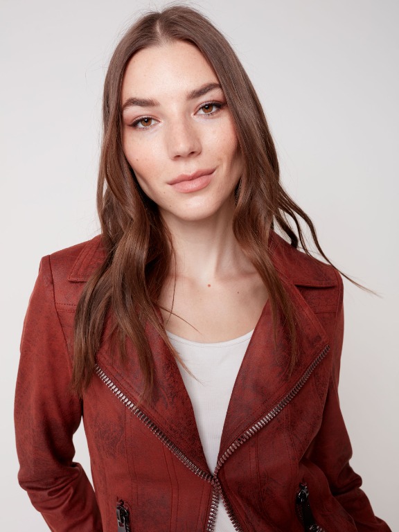 VESTON CHIC GROS ZIP SIMILI CUIR