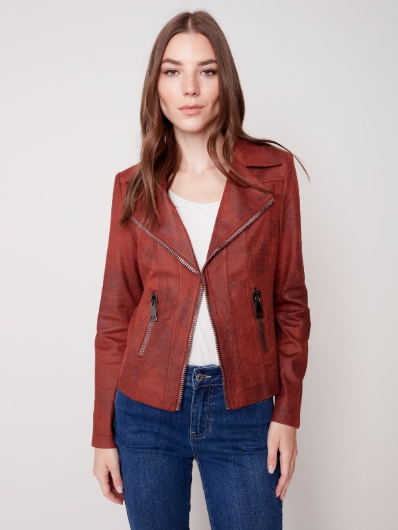 VESTON CHIC GROS ZIP SIMILI CUIR